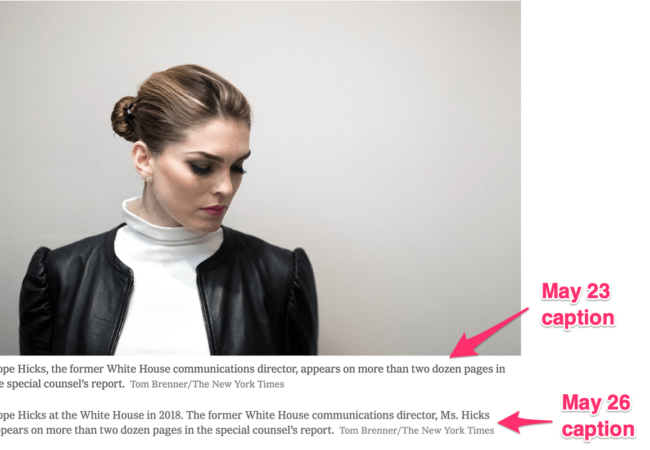 The NYT’s Poor Caption and Dubious Image Selection of Hope Hicks